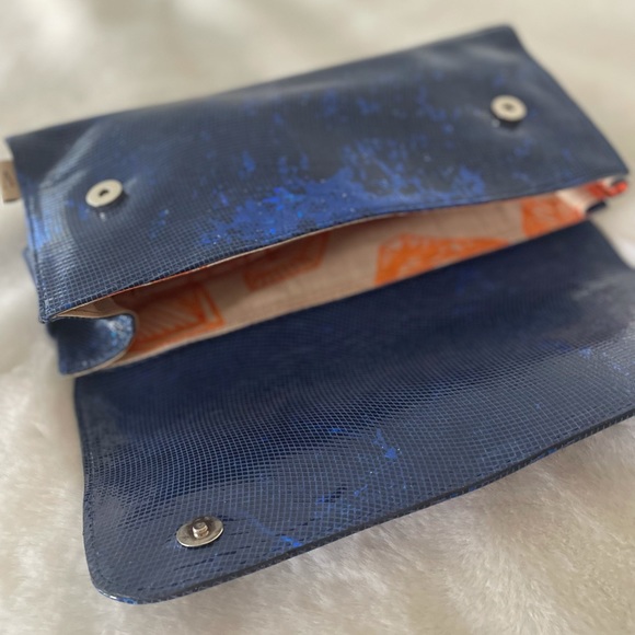 New Blue moon light leather Clutch vintage versatile style - Picture 3 of 5